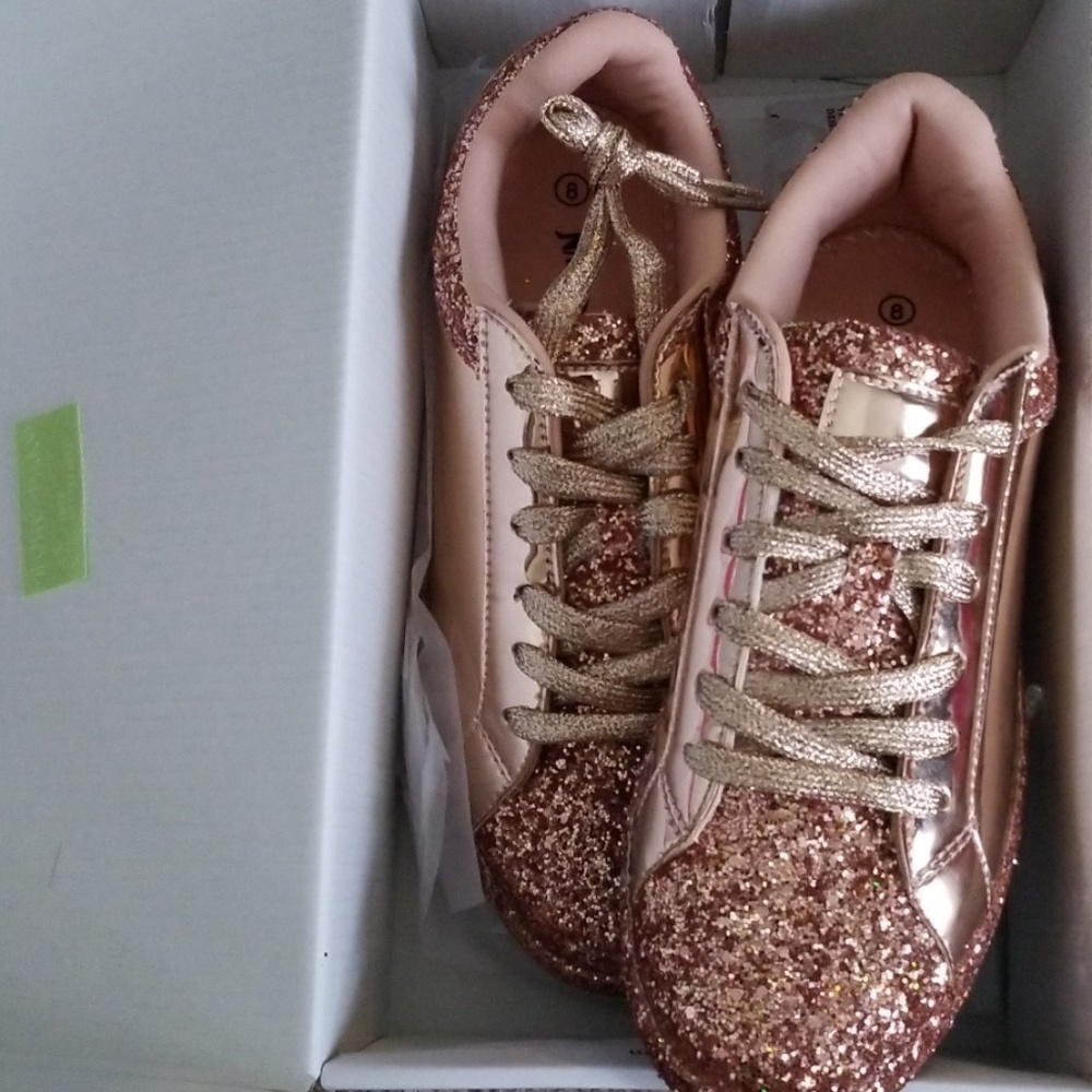 Rose gold walking shoes